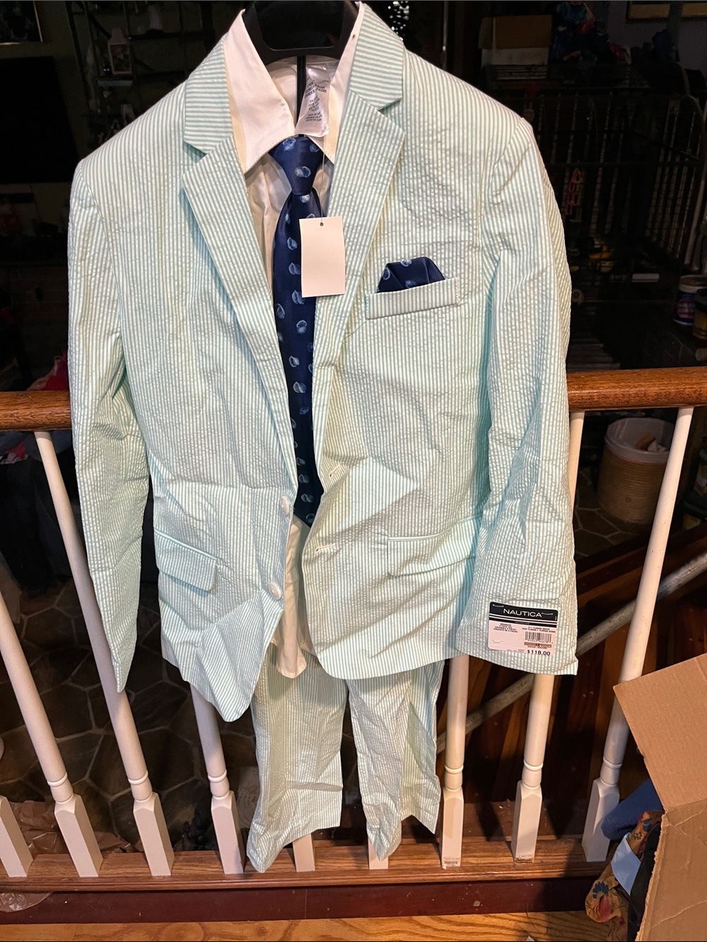 Nautica Men's Mint Green Seersucker Suit Jacket & Pants